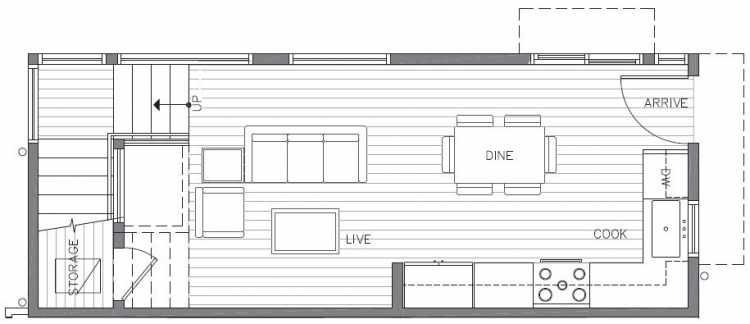 First Floor Plan of 422A 10th Ave E of the Core 6.1 Townhomes in Capitol Hill