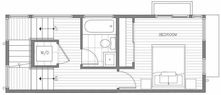 Second Floor Plan of 422A 10th Ave E of the Core 6.1 Townhomes in Capitol Hill