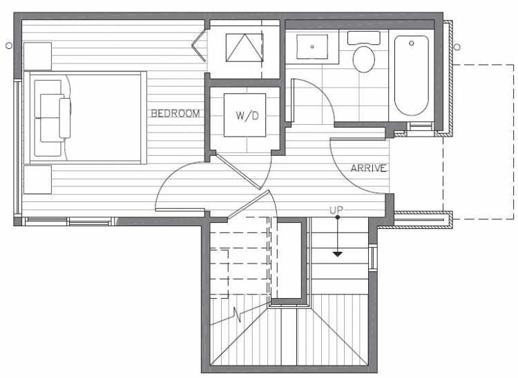 First Floor Plan of 422D 10th Ave E of the Core 6.1 Townhomes in Capitol Hill