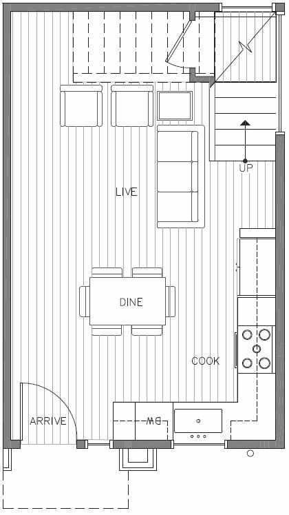 First Floor Plan of 422E 10th Ave E of the Core 6.1 Townhomes in Capitol Hill