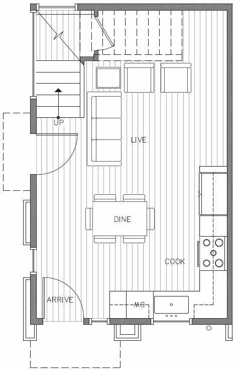 First Floor Plan of 422F 10th Ave E of the Core 6.1 Townhomes in Capitol Hill