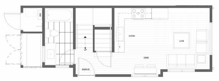 First Floor Plan of 4322A Winslow Pl N, One of the Powell Townhome by Isola Homes