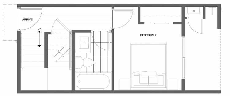 First Floor Plan of 4322B Winslow Pl N, One of the Powell Townhome by Isola Homes