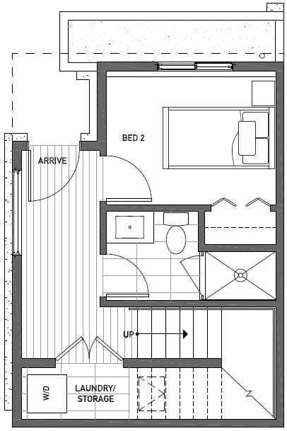 First Floor Plan of 437A NE 73rd Street in Verde Towns 1 by Isola Homes