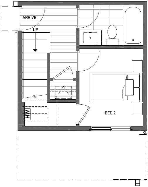 First Floor Plan of 437C NE 73rd Street in Verde Towns 1 by Isola Homes