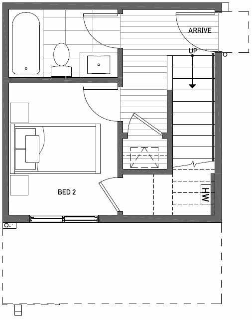 First Floor Plan of 437D NE 73rd Street in Verde Towns 1 by Isola Homes