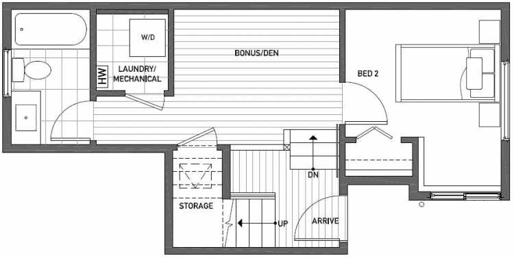 First Floor Plan of 437E NE 73rd Street in Verde Towns 1 by Isola Homes