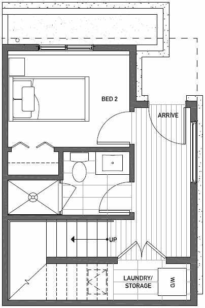 First Floor Plan of 437F NE 73rd Street in Verde Towns 1 by Isola Homes