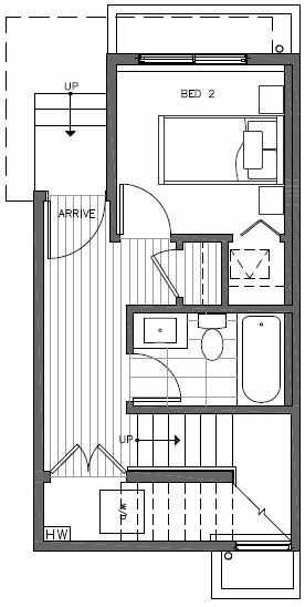 First Floor Plan of 443 NE 73rd St of Verde Towns by Isola Homes