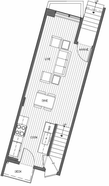 First Floor Plan of 449 NE 73rd St of Verde Towns by Isola Homes