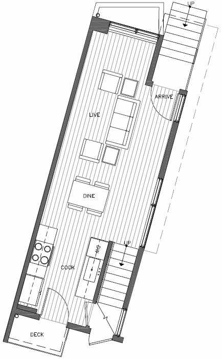 First Floor Plan of 451 NE 73rd St of Verde Towns by Isola Homes