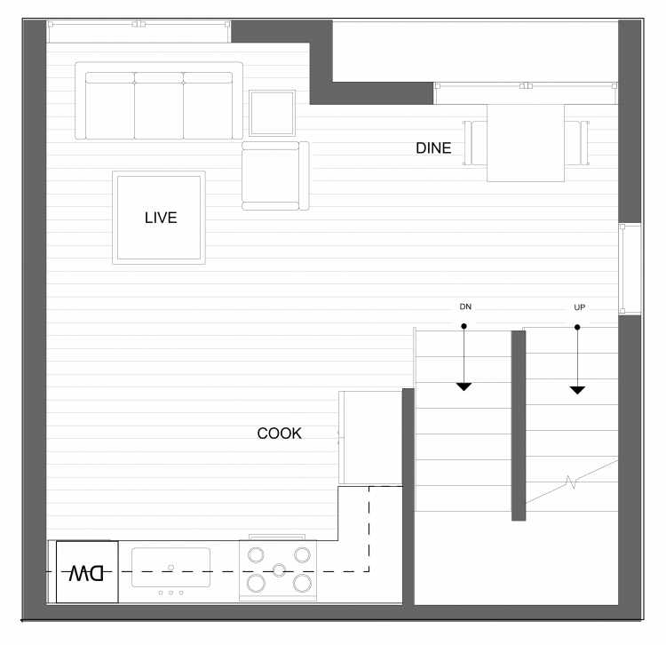 Second Floor Plan of 4719B 32nd Ave S, One of the Lana Townhomes in Columbia City