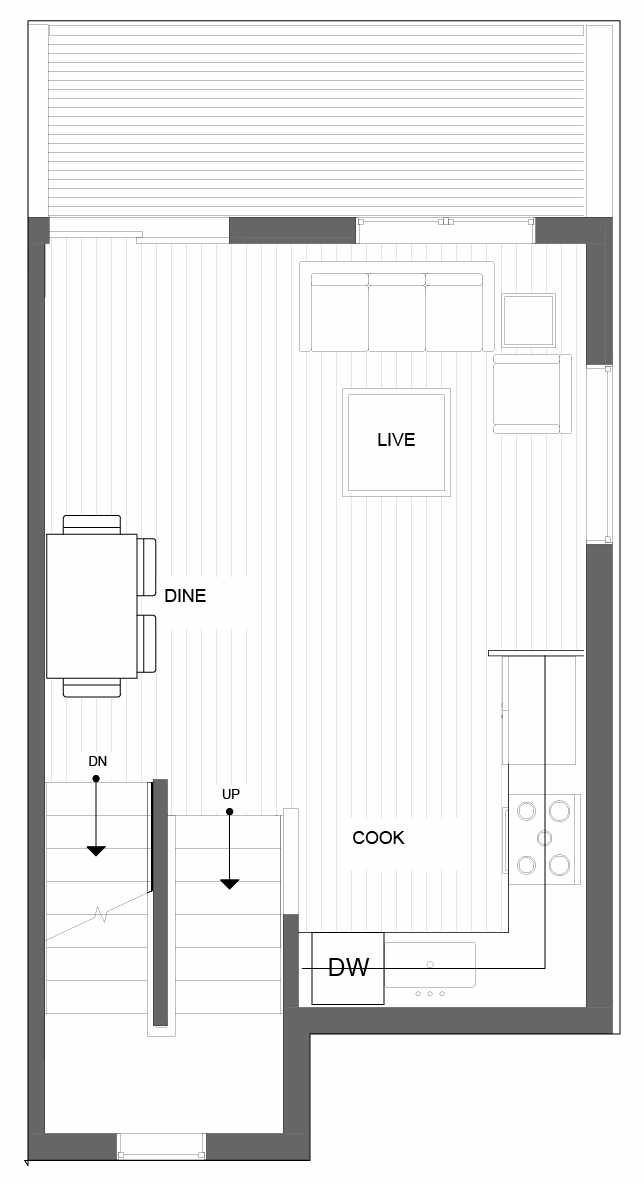 Second Floor Plan of 4719C 32nd Ave S, One of the Lana Townhomes in Columbia City