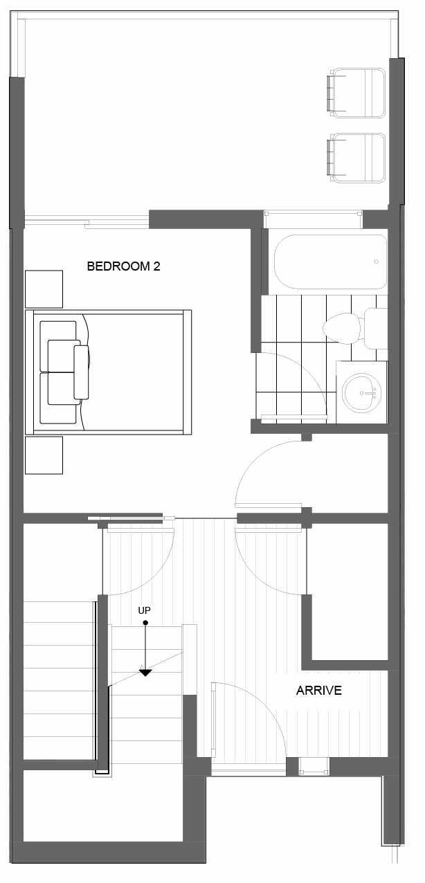 First Floor Plan of 4721B 32nd Ave S, One of the Lana Townhomes in Columbia City