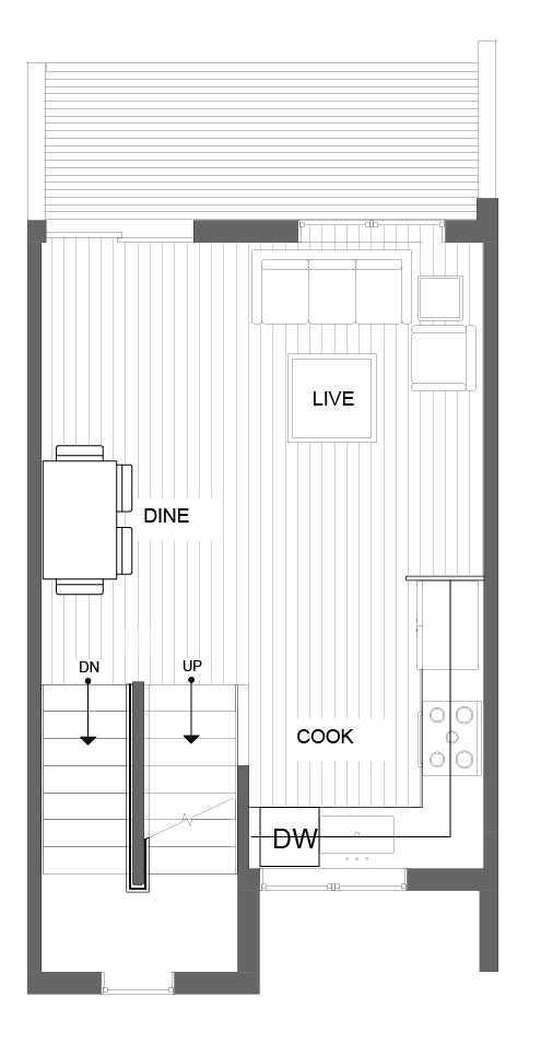Second Floor Plan of 4721B 32nd Ave S, One of the Lana Townhomes in Columbia City