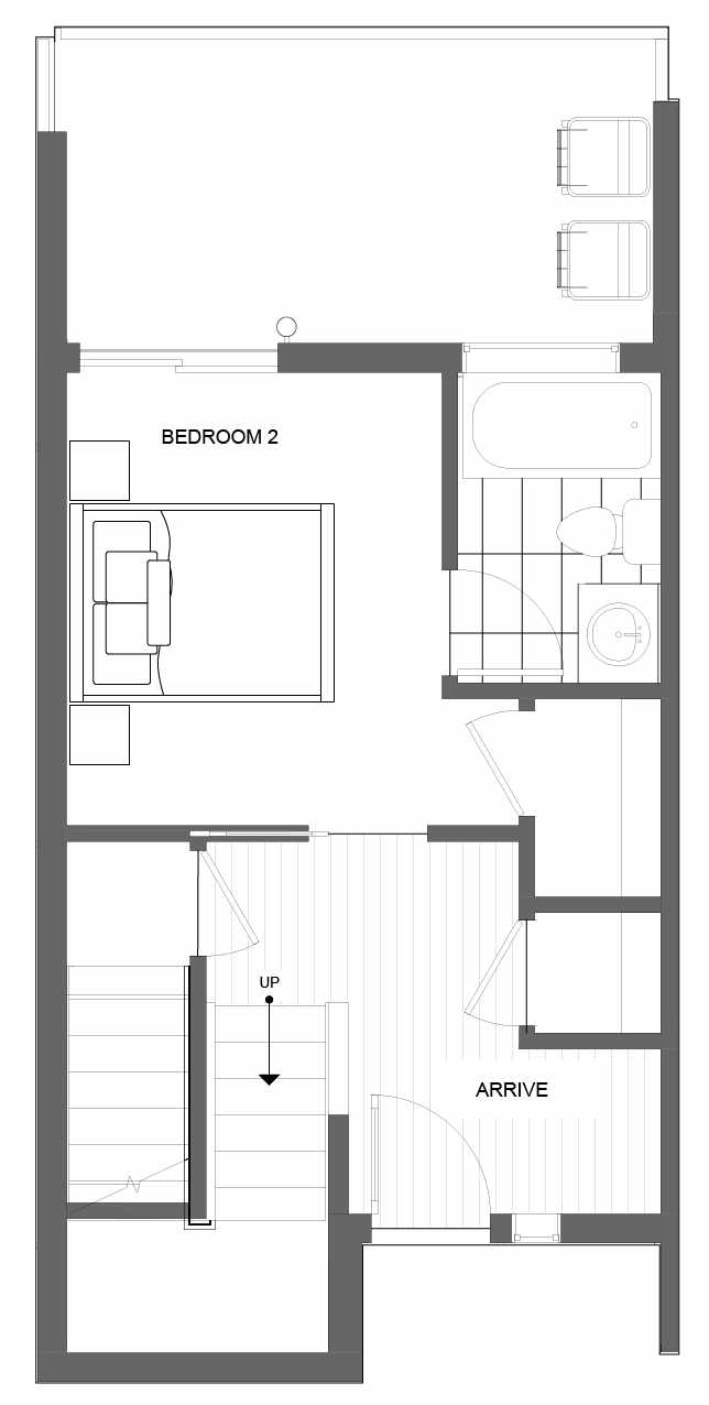 First Floor Plan of 4721E 32nd Ave S, One of the Lana Townhomes in Columbia City