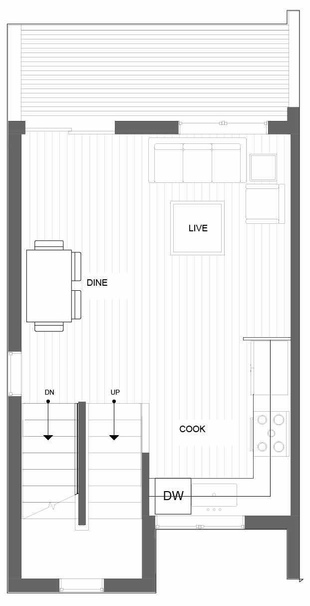 Second Floor Plan of 4721E 32nd Ave S, One of the Lana Townhomes in Columbia City