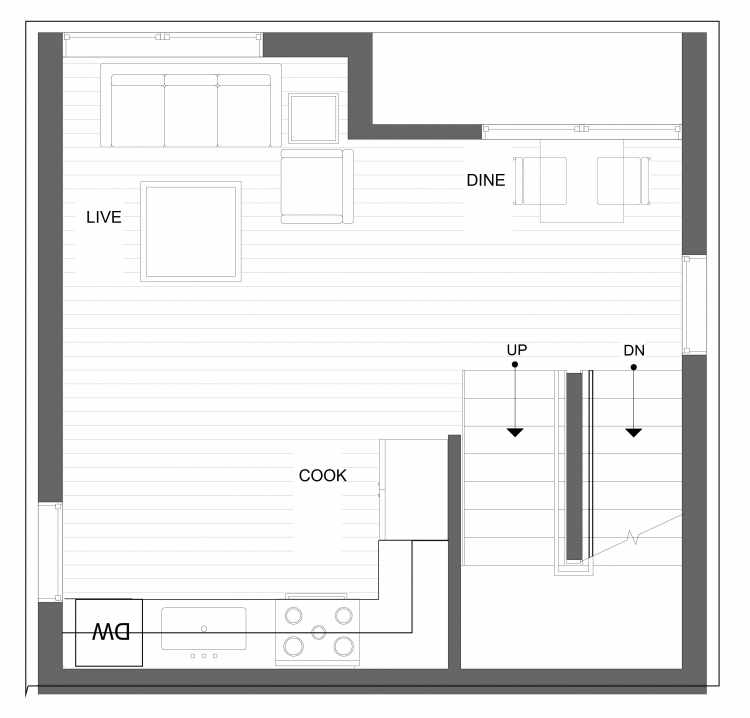 Second Floor Plan of 4723B 32nd Ave S, One of the Lana Townhomes in Columbia City