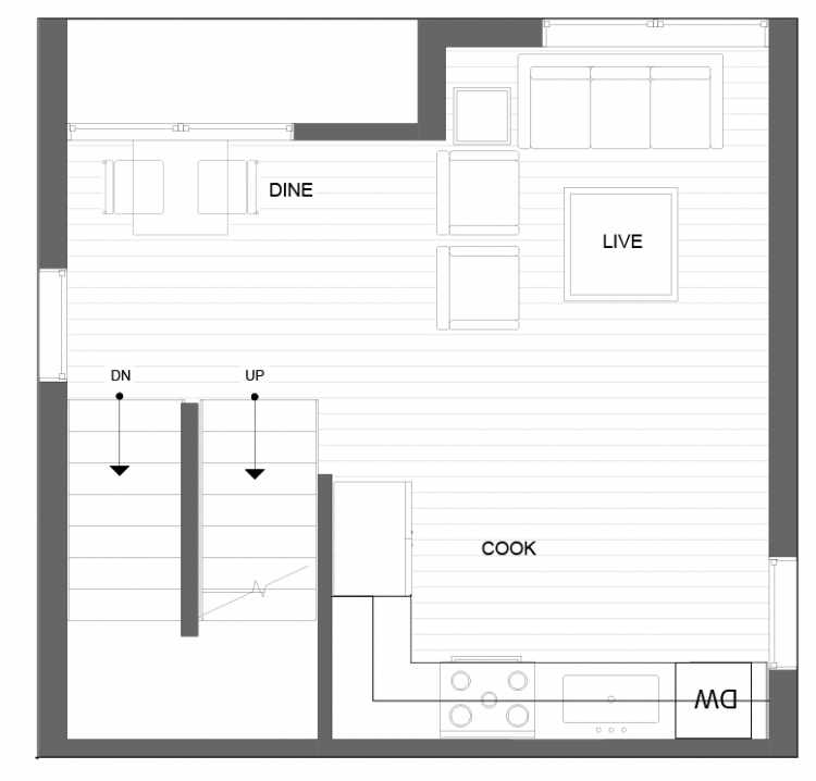 Second Floor Plan of 4725A 32nd Ave S, One of the Lana Townhomes in Columbia City