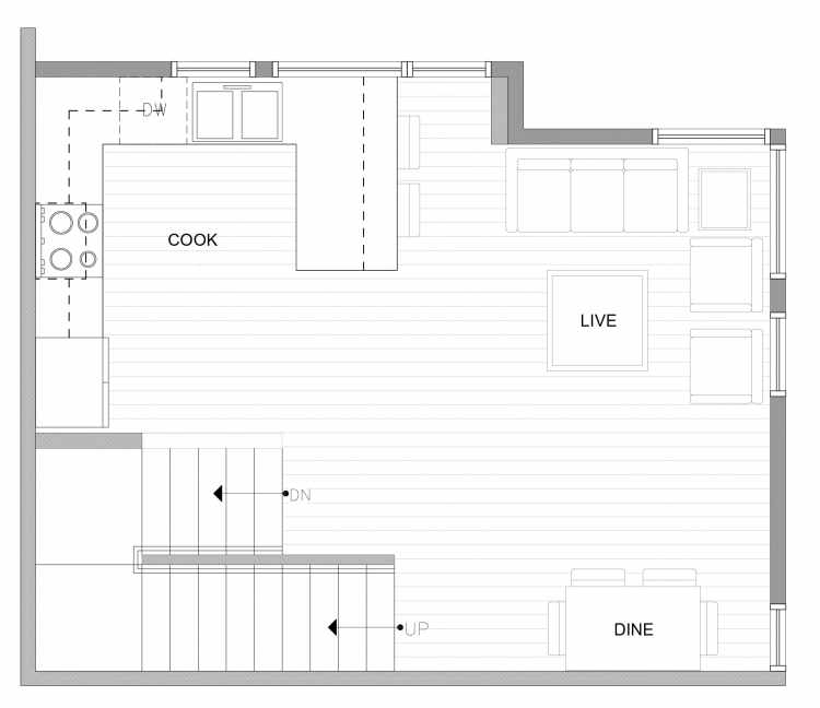 Second Floor Plan of 4727A 32nd Ave S, One of the Sterling Townhomes in Columbia City