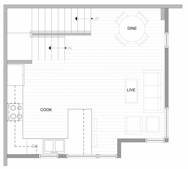 Second Floor Plan of 4727B 32nd Ave S, One of the Sterling Townhomes in Columbia City
