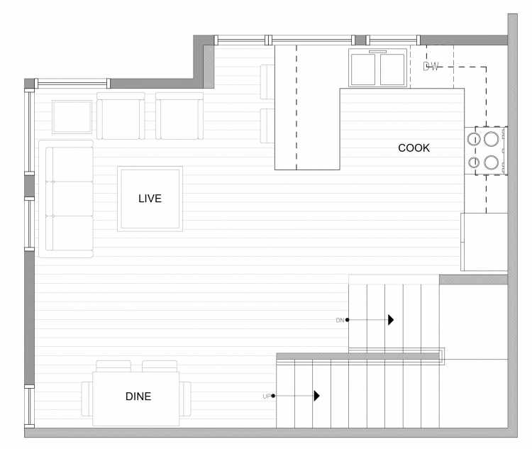 Second Floor Plan of 4727C 32nd Ave S, One of the Sterling Townhomes in Columbia City