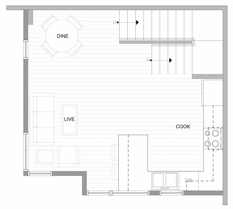 Second Floor Plan of 4727D 32nd Ave S, One of the Sterling Townhomes in Columbia City