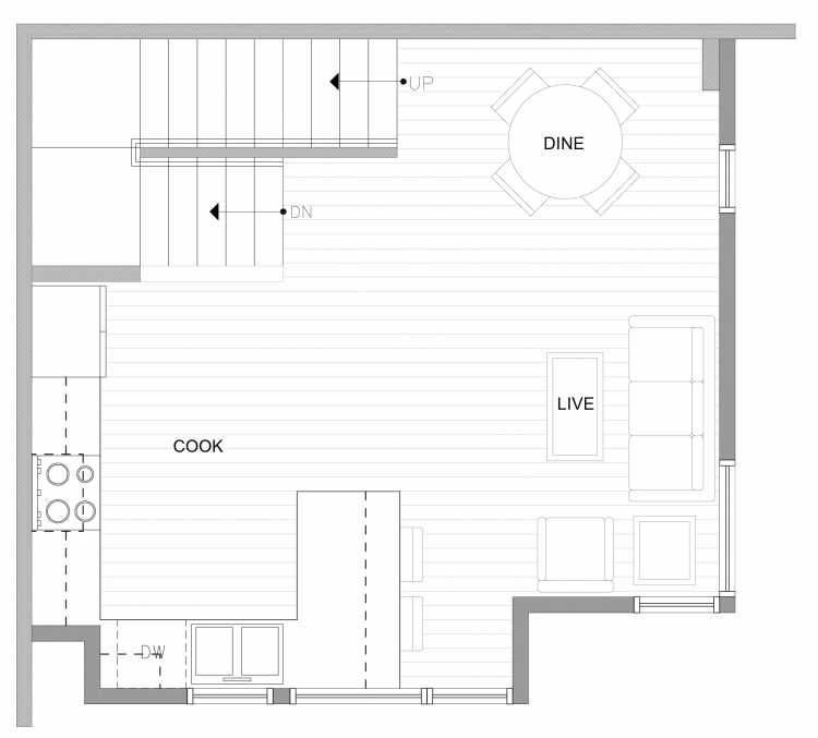 Second Floor Plan of 4729B 32nd Ave S, One of the Sterling Townhomes in Columbia City