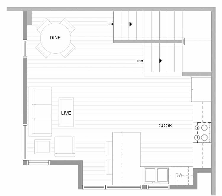 Second Floor Plan of 4729D 32nd Ave S, One of the Sterling Townhomes in Columbia City