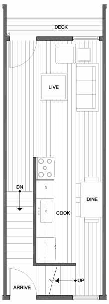 Second Floor Plan of 4801B Dayton Ave N, One of the Ari Townhomes in Fremont