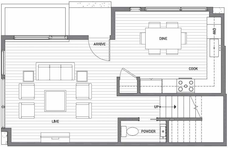 First Floor Plan of 503A NE 72nd St in Emory Townhomes, Located in Green Lake