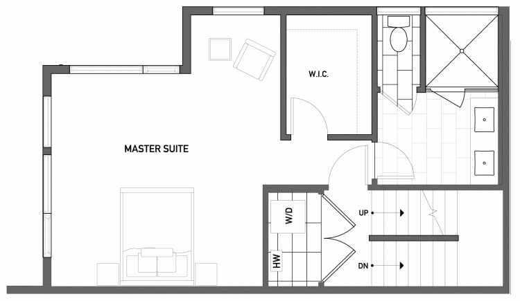 Second Floor Plan of 503A NE 72nd St in Emory Townhomes, Located in Green Lake