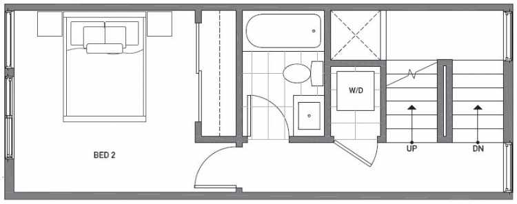 Second Floor Plan of 503B NE 72nd St in Emory Townhomes, Located in Green Lake