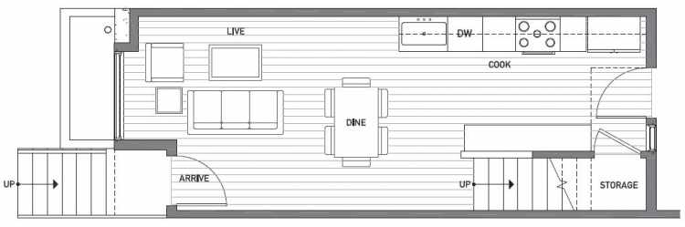 First Floor Plan of 503C NE 72nd St in Emory Townhomes, Located in Green Lake