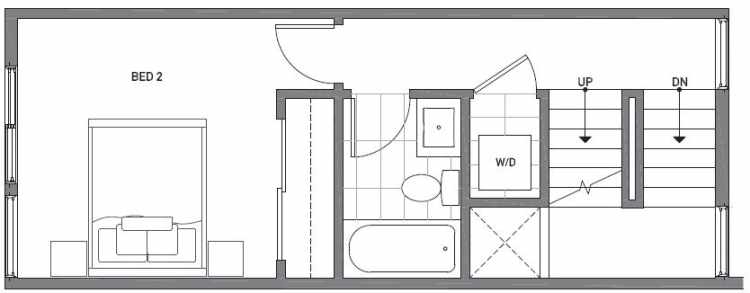 Second Floor Plan of 503C NE 72nd St in Emory Townhomes, Located in Green Lake