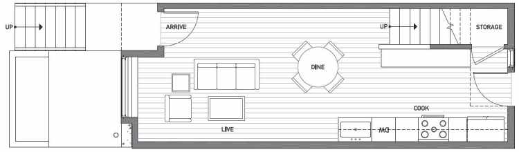 First Floor Plan of 503D NE 72nd St in Emory Townhomes, Located in Green Lake