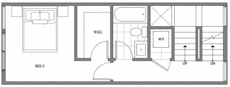 Second Floor Plan of 503D NE 72nd St in Emory Townhomes, Located in Green Lake