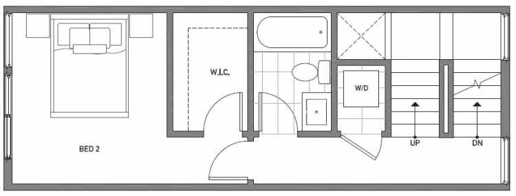 Second Floor Plan of 503E NE 72nd St in Emory Townhomes, Located in Green Lake