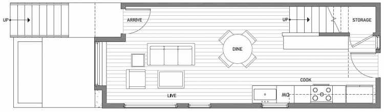 First Floor Plan of 503G NE 72nd St in Emory Townhomes, Located in Green Lake