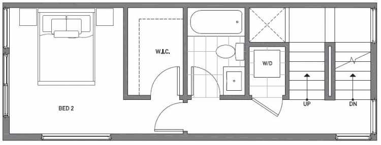 Second Floor Plan of 503G NE 72nd St in Emory Townhomes, Located in Green Lake