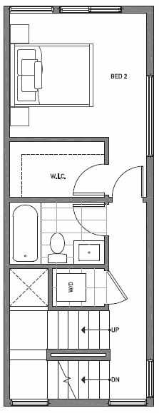 Second Floor Plan of 503H NE 72nd St in Emory Townhomes, Located in Green Lake