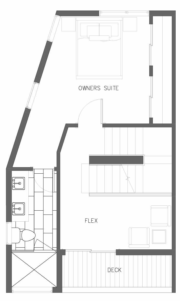 Third Floor Plan of 5608 NE 60th St., One of the Kendal Townhomes in Windermere by Isola Homes