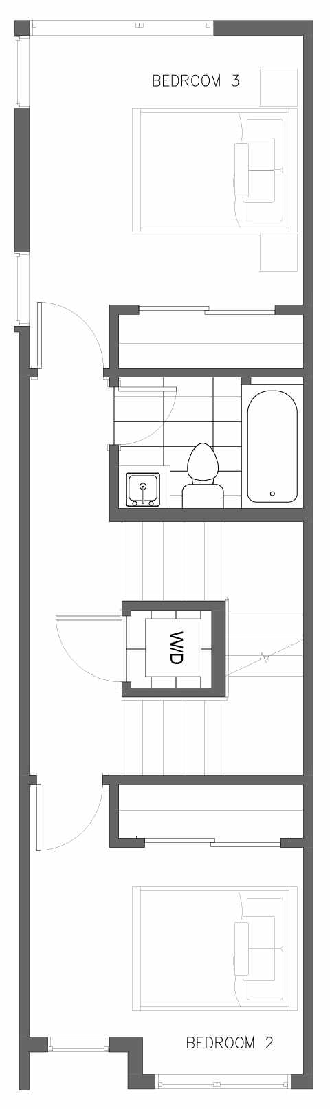 Second Floor Plan of 5612 NE 60th St., One of the Kendal Townhomes in Windermere by Isola Homes