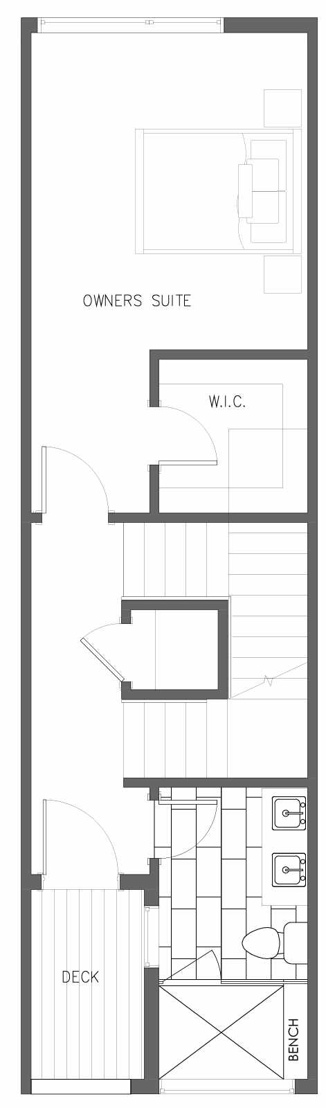 Third Floor Plan of 5612 NE 60th St., One of the Kendal Townhomes in Windermere by Isola Homes