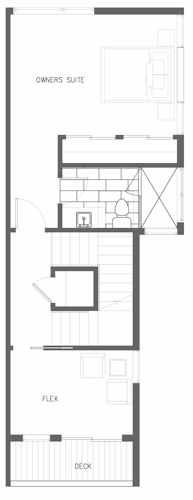 Third Floor Plan of 5614 NE 60th St., One of the Kendal Townhomes in Windermere by Isola Homes