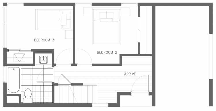 First Floor Plan of 5616 NE 60th St., One of the Kendal Townhomes in Windermere by Isola Homes