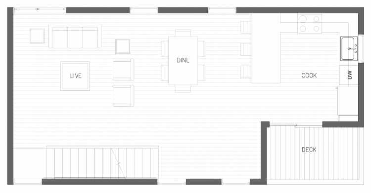 Second Floor Plan of 5616 NE 60th St., One of the Kendal Townhomes in Windermere by Isola Homes