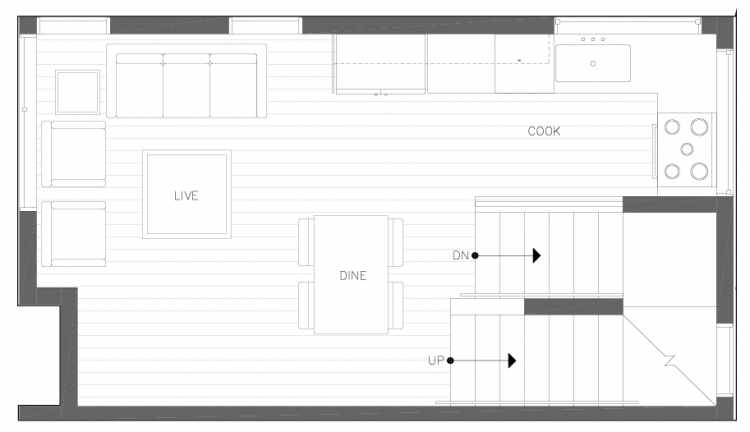 Second Floor Plan of 6317A 9th Ave NE, One of Zenith Towns North by Isola Homes