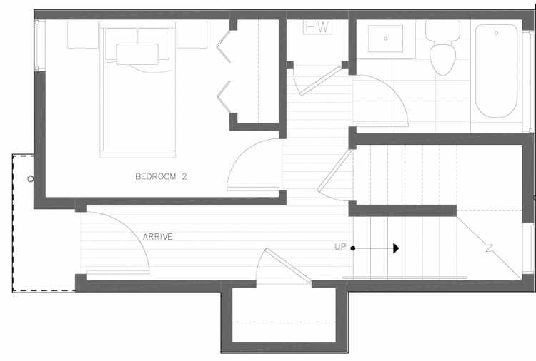 First Floor Plan of 6317D 9th Ave NE, One of Zenith Towns North by Isola Homes