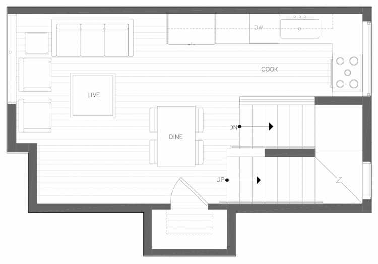 Second Floor Plan of 6317B 9th Ave NE, One of Zenith Towns North by Isola Homes